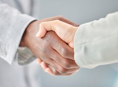 Business people, handshake and partnership in b2b, agreement or deal for collaboration, teamwork or.